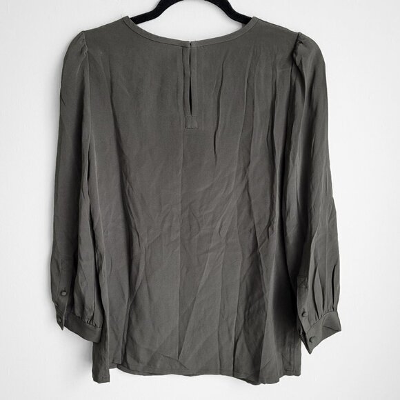 Marc by Marc Jacobs Beluga Olive Green Gray 100% Silk Rhinestone Collar Blouse - Picture 5 of 9